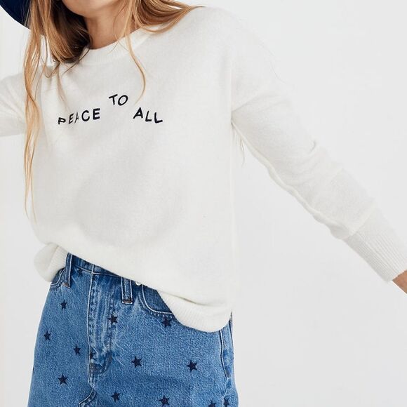Madewell Sweaters - MADEWELL Peace to All Westlake Pullover Sweater in Coziest Yarn L